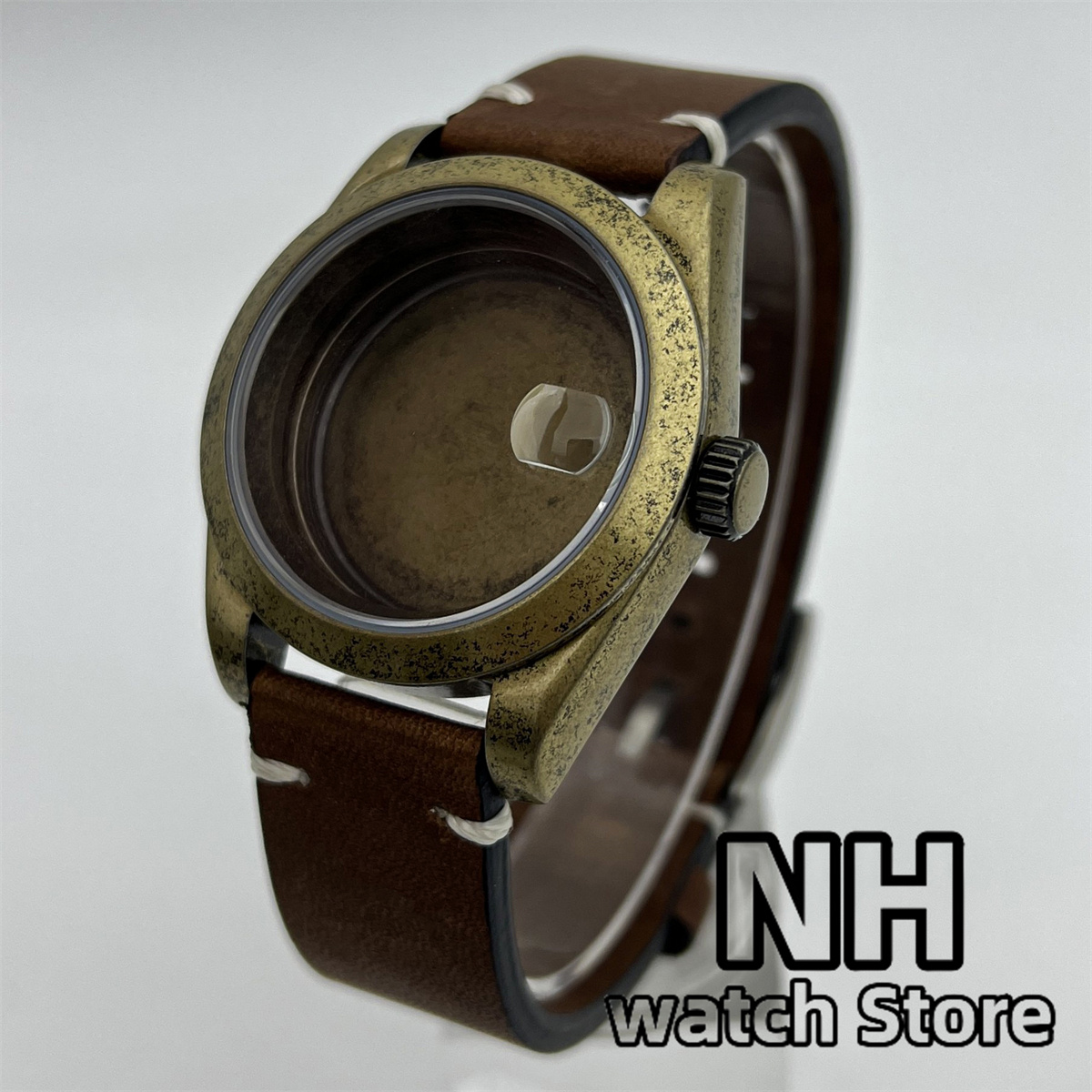 Seiko Watch 5 Sports - 39 mm bronzefarbenes gebürstetes Uhrengehäuse, Lederarmband,